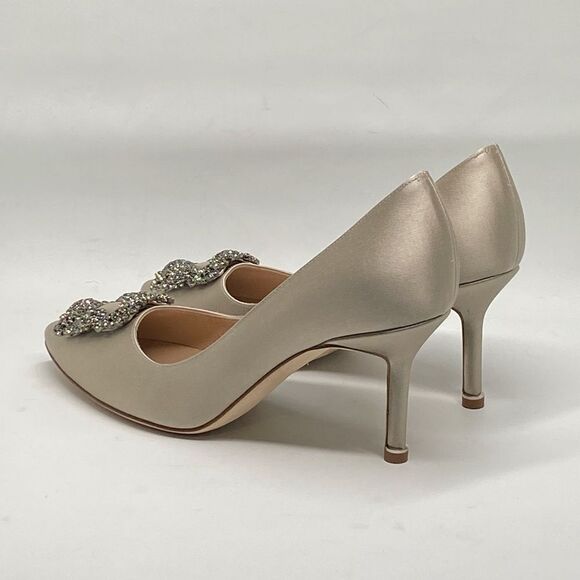 Manolo Blahnik Hangisi 70 Embellished Satin Pumps size 37 - Picture 9 of 13